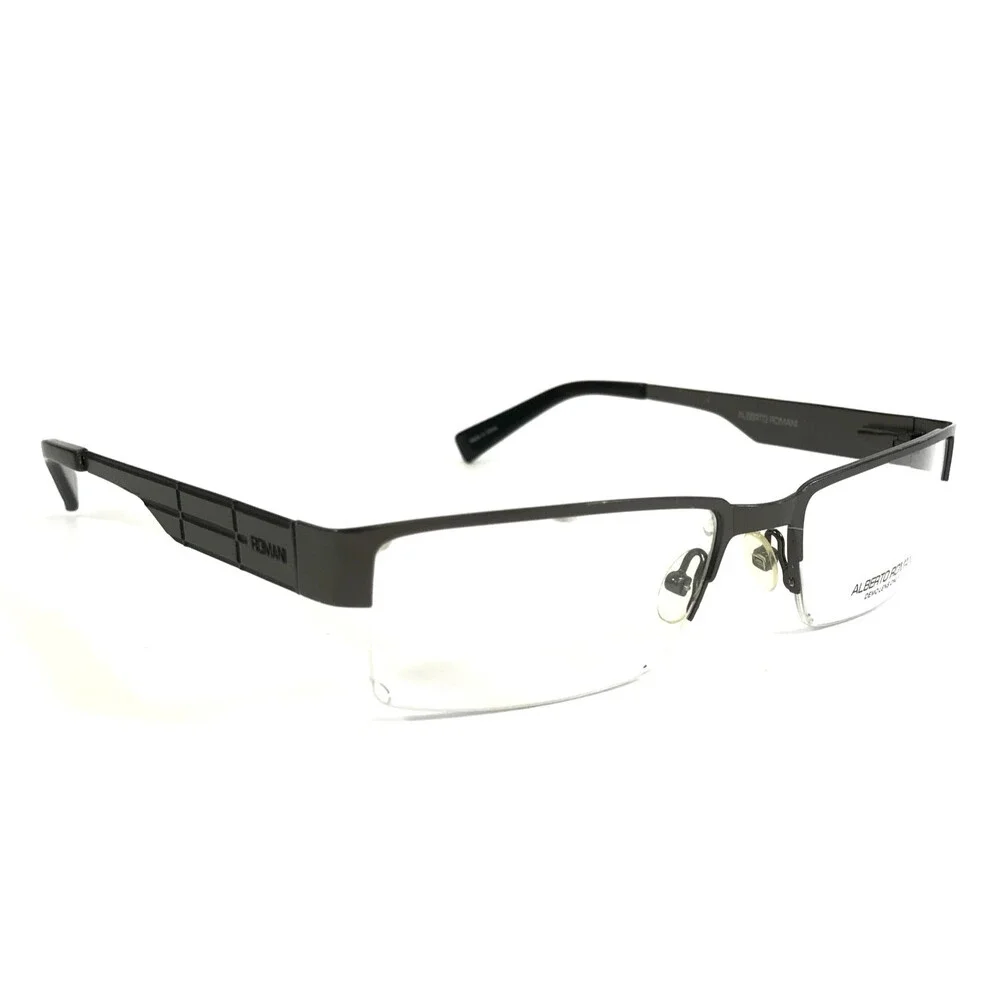Alberto Romani Eyeglasses Frames AR2004 GM Gunmetal Rectangle Half Rim 54-18-140